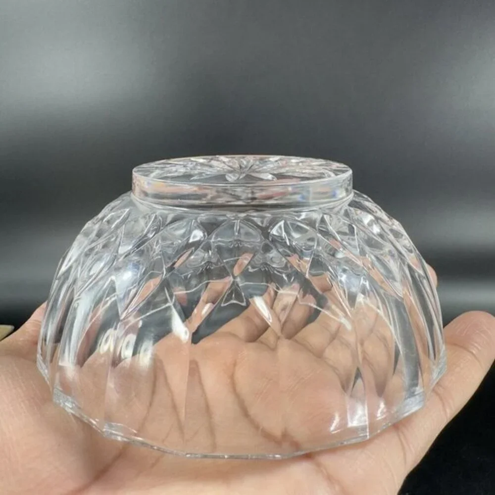 Val St. Lambert Crystal Clear Glass‎ Round Dish Bowl Signed On Bottom Vintage